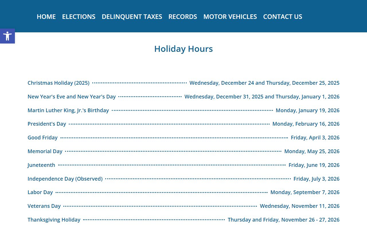 Harlan County clerk holiday hours for county record visits