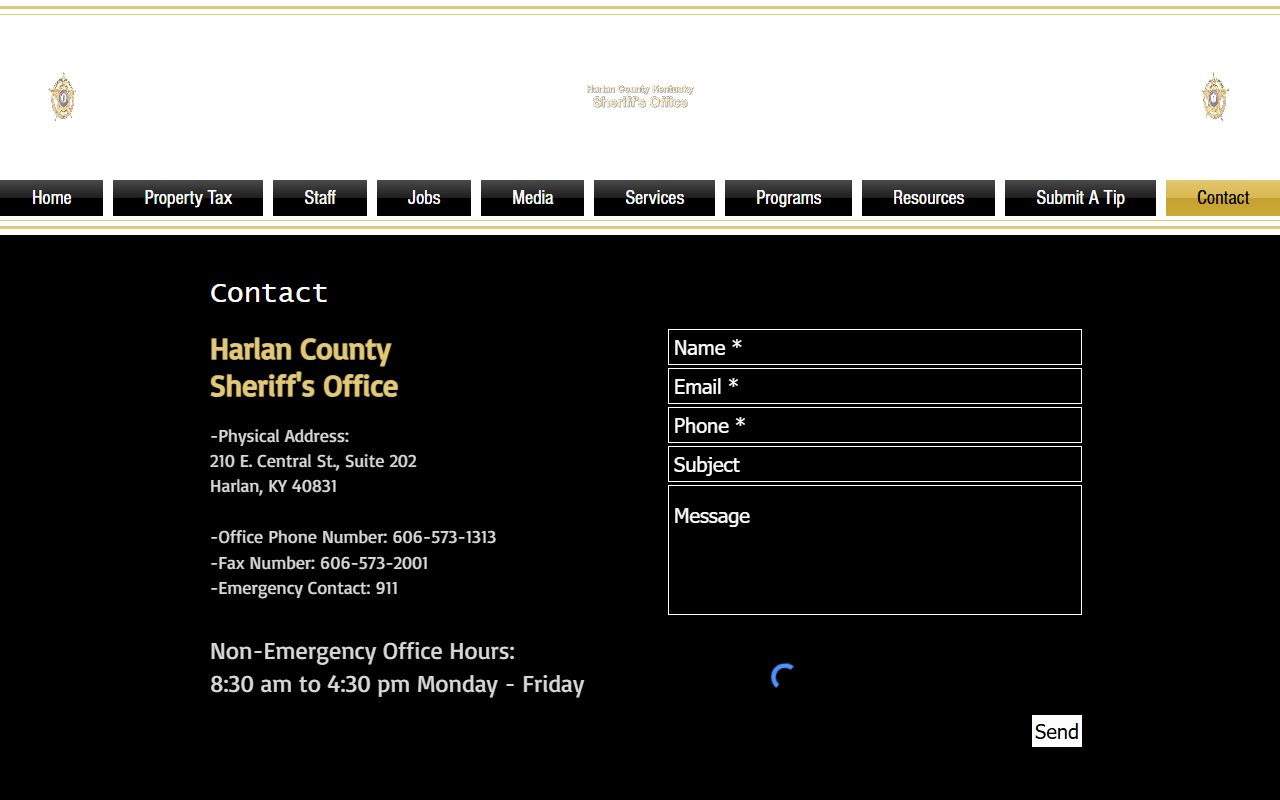 Harlan County arrest records sheriff contact page
