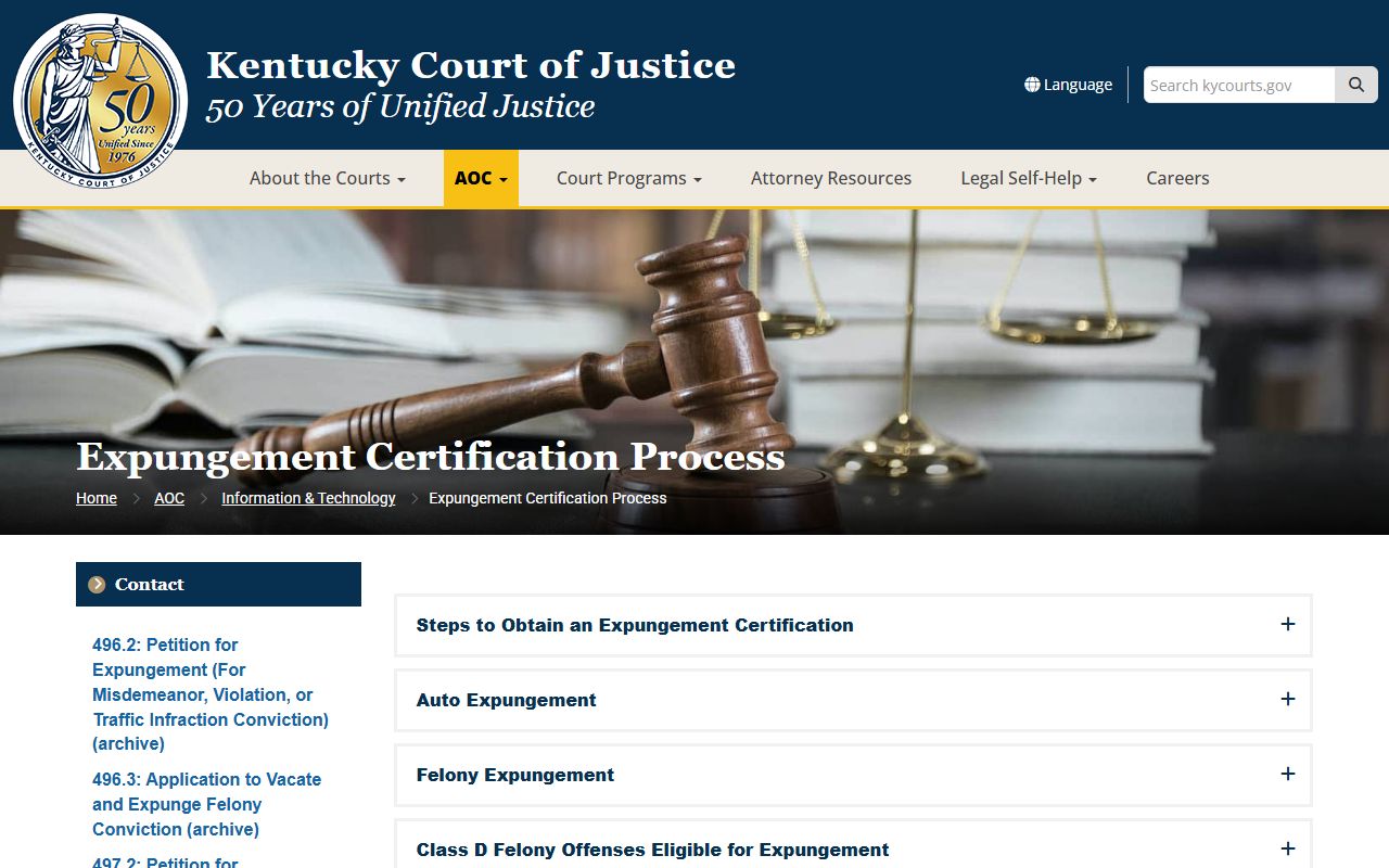 Harlan County criminal court records expungement certification